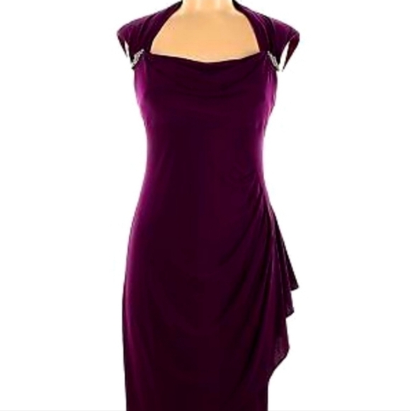 Scarlett- Purple Satin Bling on Front Ruching open back Gorg Dress Sz.4 - Picture 1 of 12
